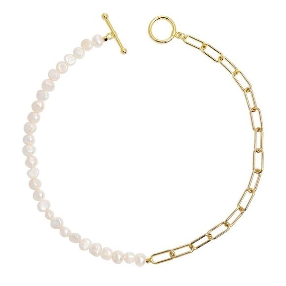 Pearl and Gold Link Chunky Necklace🎉 Restocked🎉 - Picture 1 of 5